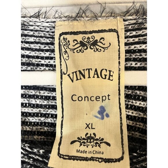 Retro Fuzzy Sweater Black XL Neutral Minimalist Preppy Classic Chic Boho Goth - Picture 2 of 10